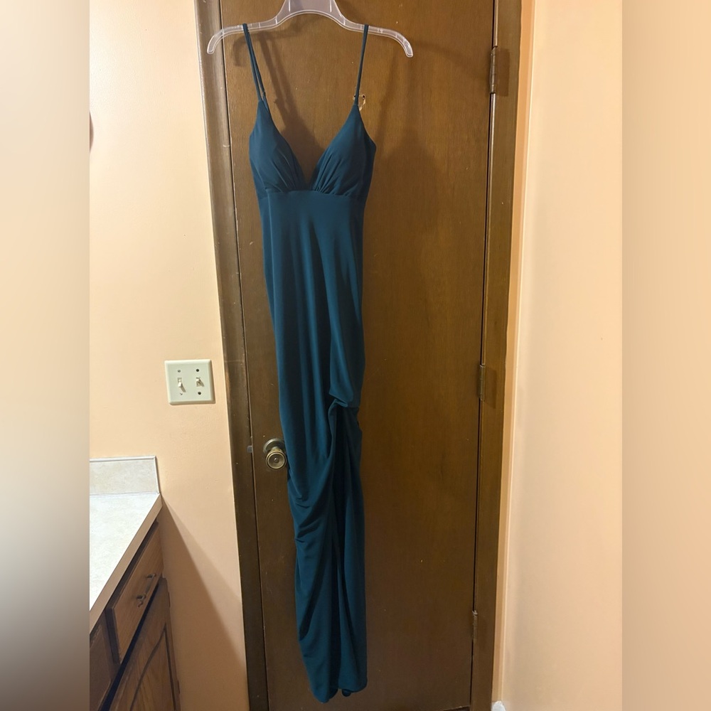 LAST CHANCE | Abbi Vonn by La Femme Green Long Gown
